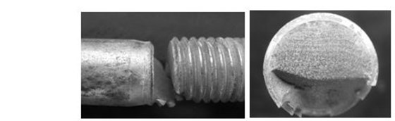 六角頭螺栓疲勞斷裂斷口形貌， 彩鋅螺栓疲勞斷裂斷口形貌