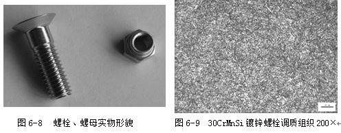 螺母實(shí)物形貌，30CrMnSi鍍鋅螺栓調(diào)質(zhì)組織200×