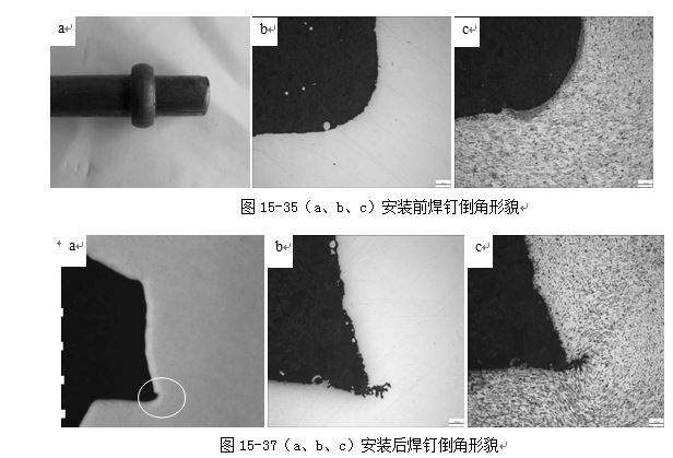 圖15-37（a、b、c）安裝后焊釘?shù)菇切蚊? /> 
</p>
<p style=